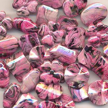 Бусы пластик с голографическим эффектом 250 г/упак ±10%, ассорти 002 розовый