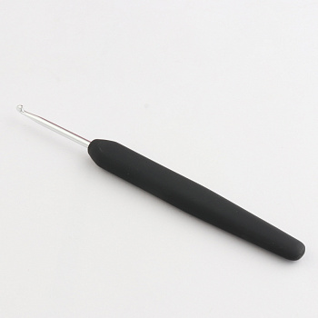 Крючок алюминиевый для вязания с эргономичной черной ручкой, серебристый цвет, 3.25мм, KnitPro,30898