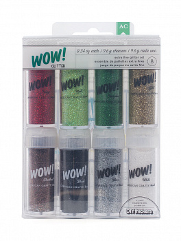 Набор глиттера экстра-мелкого American Crafts "WOW!" Рождество 1 (8шт. х 9,6г)