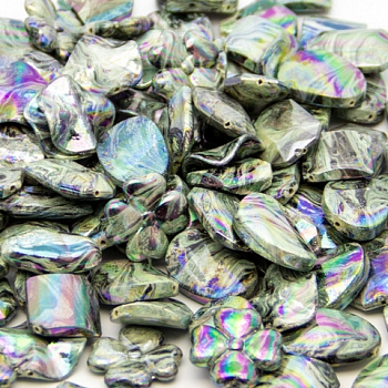 Бусы пластик с голографическим эффектом 250 г/упак ±10%, 25-30 мм, №014 (малахит)