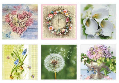 Салфетки бумажные "Love2art" ассорти  SDP №0823-02  33 x 33 6 шт. "Цветочное очарование"