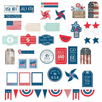 Набор вырубок "American Crafts" Pebbles 732506 «Americana» 46шт