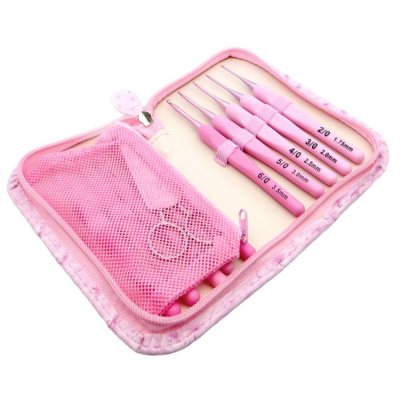 Набор крючков вязальных "Рукоделие" алюминиевых с прорезиненной ручкой, 10 шт.