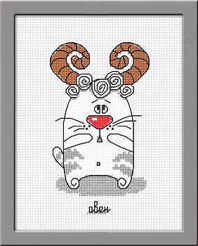 Набор для вышивания «Овен» 832 Кошачий гороскоп. Овен,7*12 см