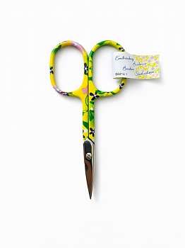 Ножницы для вышивания с цветочным принтом B4814.1,зелёные 9,5 см