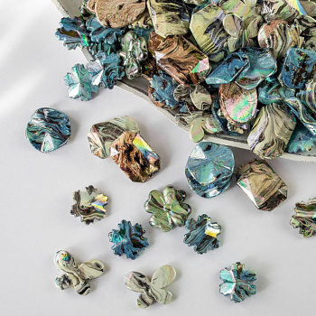 Бусы пластик с голографическим эффектом 250 г/упак ±10%, ассорти 013 (серо/бежево/голубые)