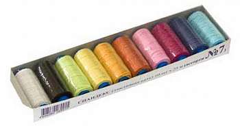 Нитки швейные эластичные "Gamma" ЕТ-10 Спандекс, 10 х 25 м, №7 ассорти