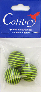 Бусины оплетеные вощеной нитью (оливково-лаймовые)