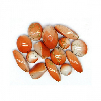 Бусы пластик с голографическим эффектом 250 г/упак ±10%, ассорти 004 оранжевый