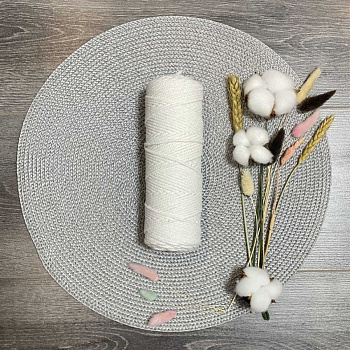 Шнур хлопковый 4 мм без сердечника (ванильный) 50м 2155