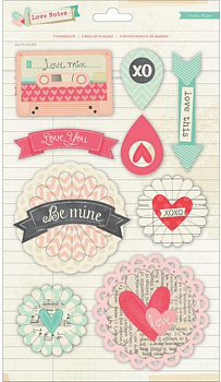 Набор объемных наклеек "American Crafts" Crate Paper 683357 «Love Notes» 9шт