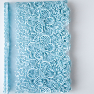 Кружево на жесткой сетке, B1515 голубой 12*270 см