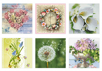 Салфетки бумажные "Love2art" ассорти  SDP №0823-02  33 x 33 6 шт. "Цветочное очарование"