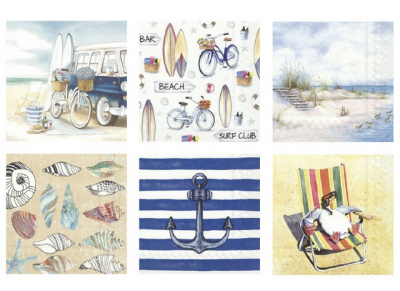 Салфетки бумажные "Love2art"ассорти  SDS №49 33х33 6 шт. "После серфинга"