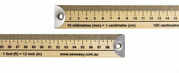 Линейка дерево "Hemline" NL4189/B с металлическими наконечниками 1м