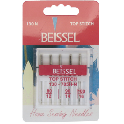 Иглы д/быт. швейных машин с удлинен. ушком,5 шт разных размеров,130 N/блистер, BEISSEL