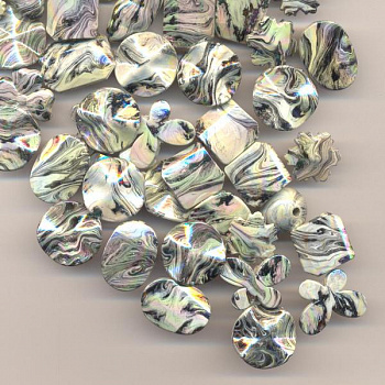 Бусы пластик с голографическим эффектом 225 г/упак ±10%, ассорти 021