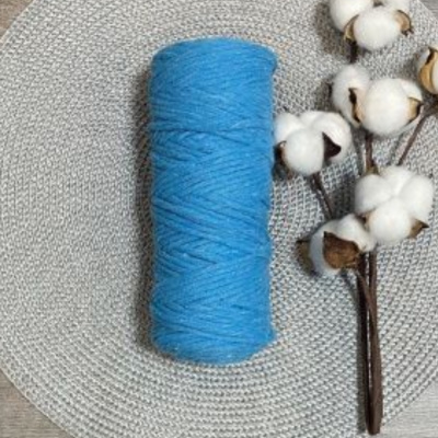 Шнур хлопковый 5 мм (бирюзовый) 50м