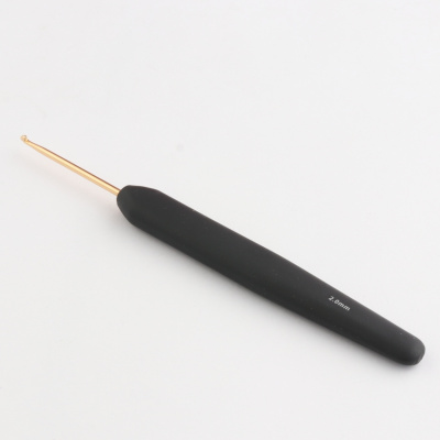 Крючок алюминиевый для вязания с эргономичной черной ручкой, золотистый цвет, 2,00 мм, KniPro, 30801