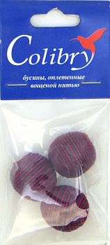 Бусины оплетеные вощеной нитью (красно-фиолетовые)