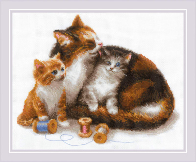Набор для вышивания «РИОЛИС» 1811 «Кошка с котятами» 30*24 см