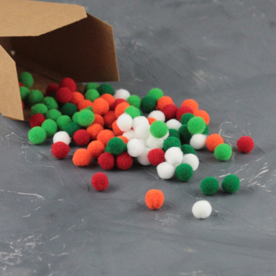 Помпоны, 8 мм, 100 шт/упак, 100% полиэстер, 5 цветов в ассортименте по 20 шт, ТМ Рукоделие 