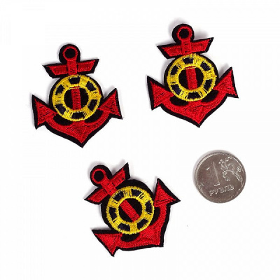 Термоаппликация MG-S0694.3 Якорь, красный/желтый, 3х4 см