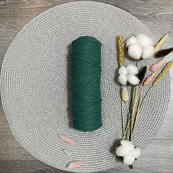 Шнур хлопковый 4 мм без сердечника (тёмно-зеленый) 50м 2121