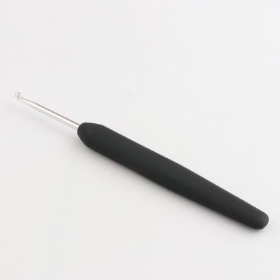 Крючок алюминиевый для вязания с эргономичной черной ручкой, серебристый цвет, 3.25мм, KnitPro,30898