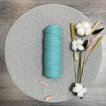 Шнур хлопковый 4 мм без сердечника (мятный) 50м