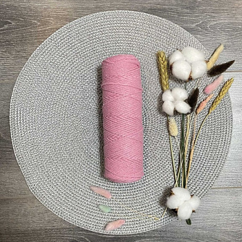 Шнур хлопковый 3 мм без сердечника (светло розовый) 50м 